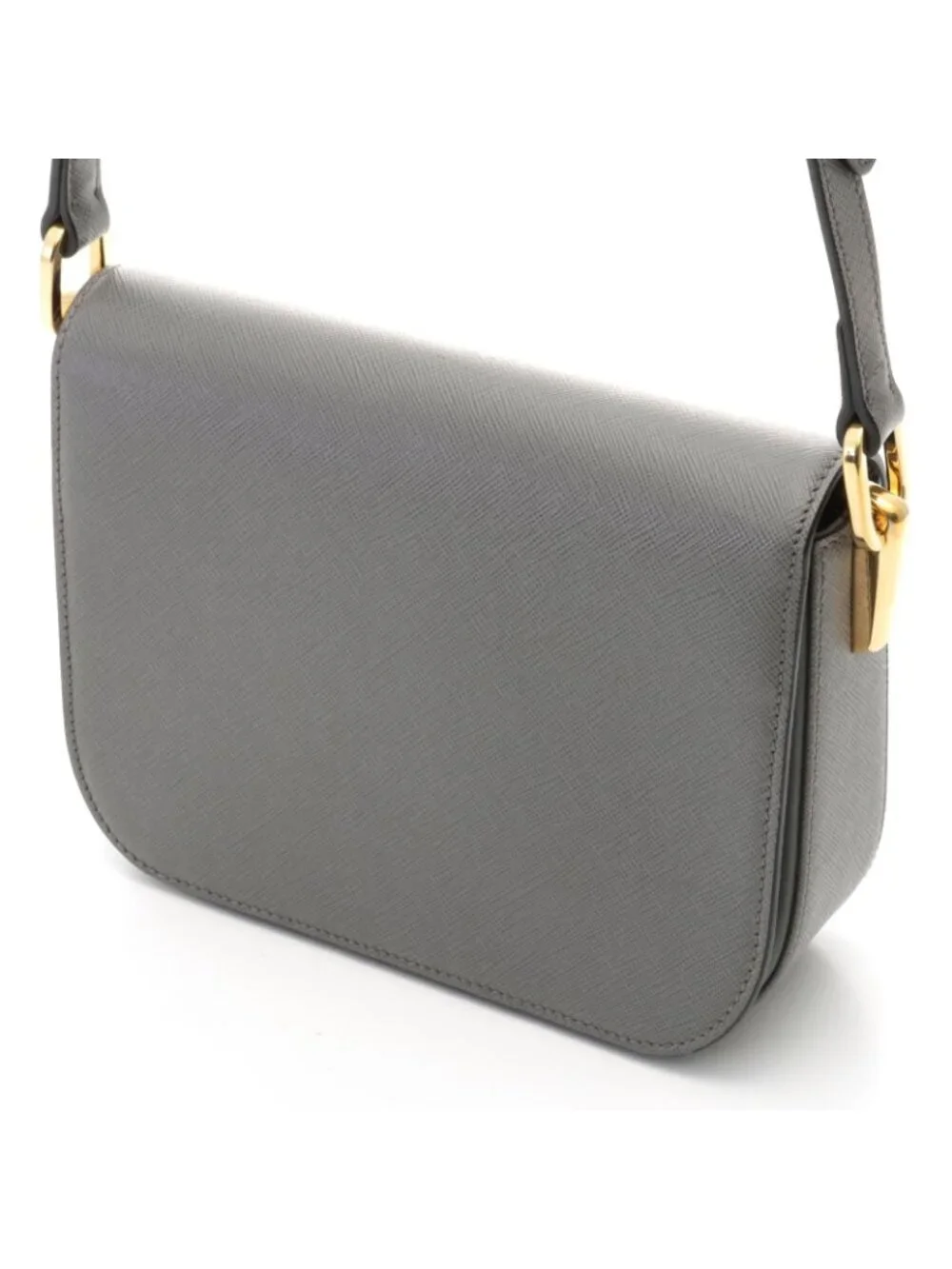 Prada Shoulder Bag Saffiano Leather Gray